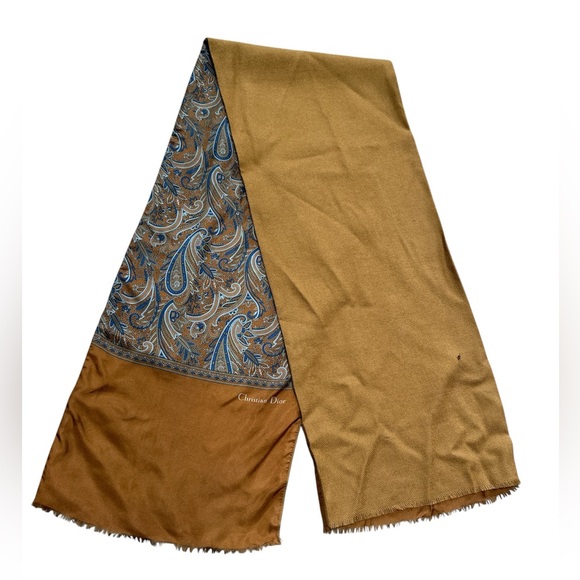 Vintage Christian Dior Silk+Wool Scarf Parsley printed 49”x10.5” - Picture 2 of 9